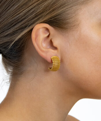 Ohrringe Creolen Frida Mesh Edelstahl Gold – Bild 4
