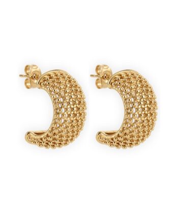 Ohrringe Creolen Frida Mesh Edelstahl Gold