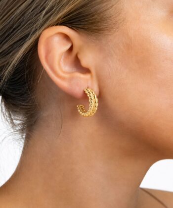 Ohrringe Creolen Braided Edelstahl Gold – Bild 2