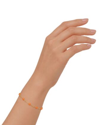 Armkette Dots Orange Edelstahl Gold – Bild 3