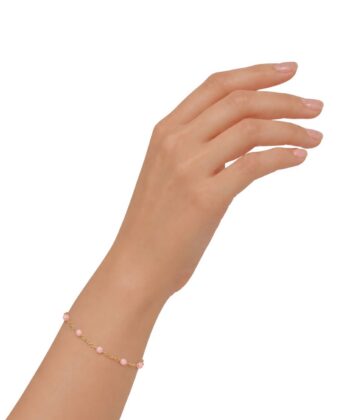 Armkette Dots Rosa Edelstahl Gold – Bild 4