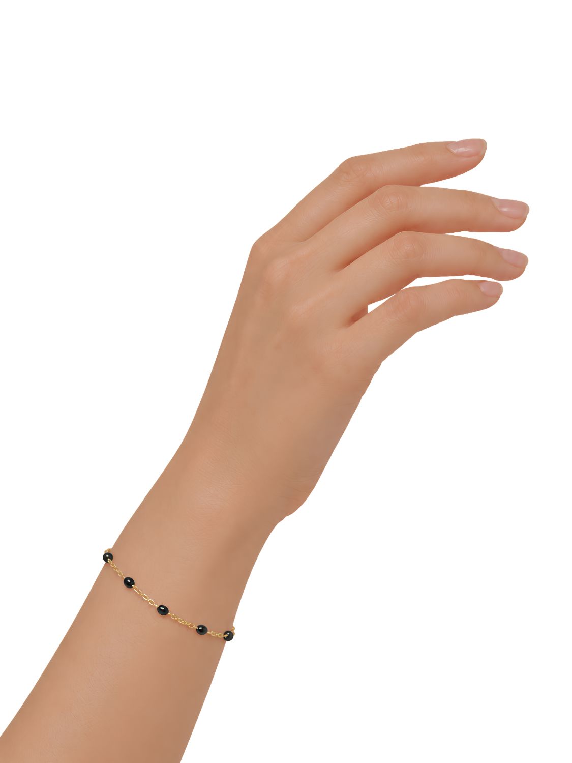 Armkette Dots Schwarz Edelstahl Gold – Bild 4