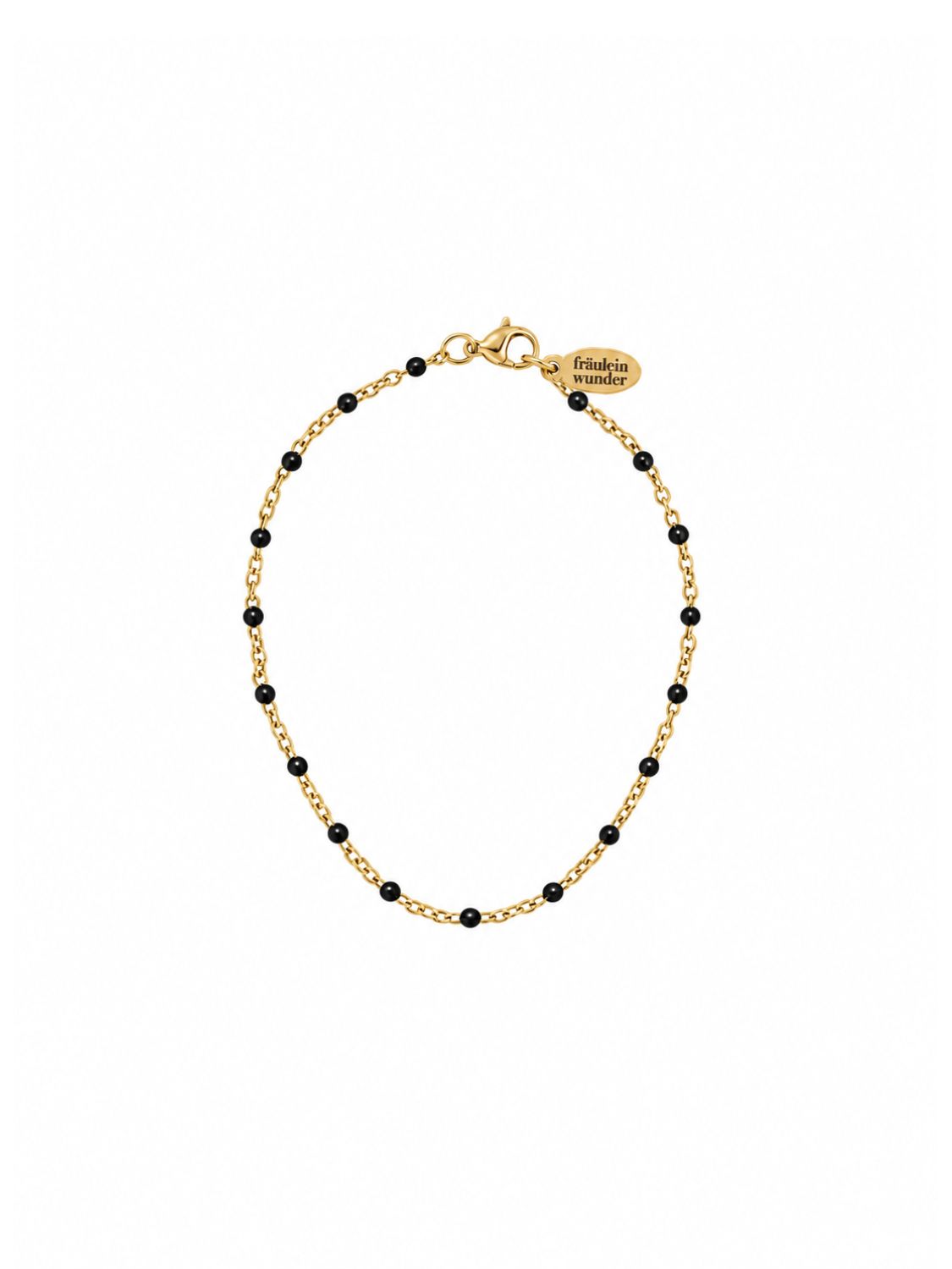 Armkette Dots Schwarz Edelstahl Gold