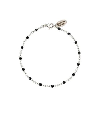 Armkette Dots Schwarz Edelstahl Silber