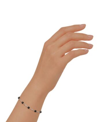 Armkette Dots Schwarz Edelstahl Silber – Bild 3