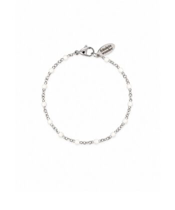 Armkette Dots Weiss Edelstahl Silber