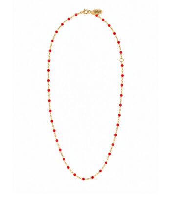 Kette Dots Rot Edelstahl Gold