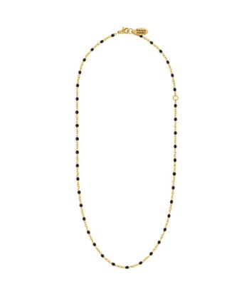 Kette Dots Schwarz Edelstahl Gold