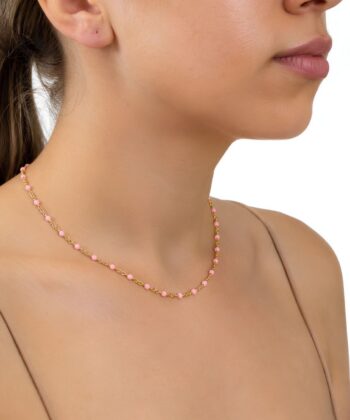 Kette Dots Rosa Edelstahl Gold – Bild 3