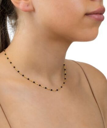 Kette Dots Schwarz Edelstahl Gold – Bild 4