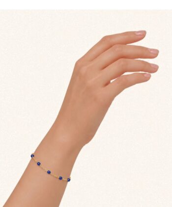 Armkette Dots Dunkelblau Edelstahl Gold – Bild 3