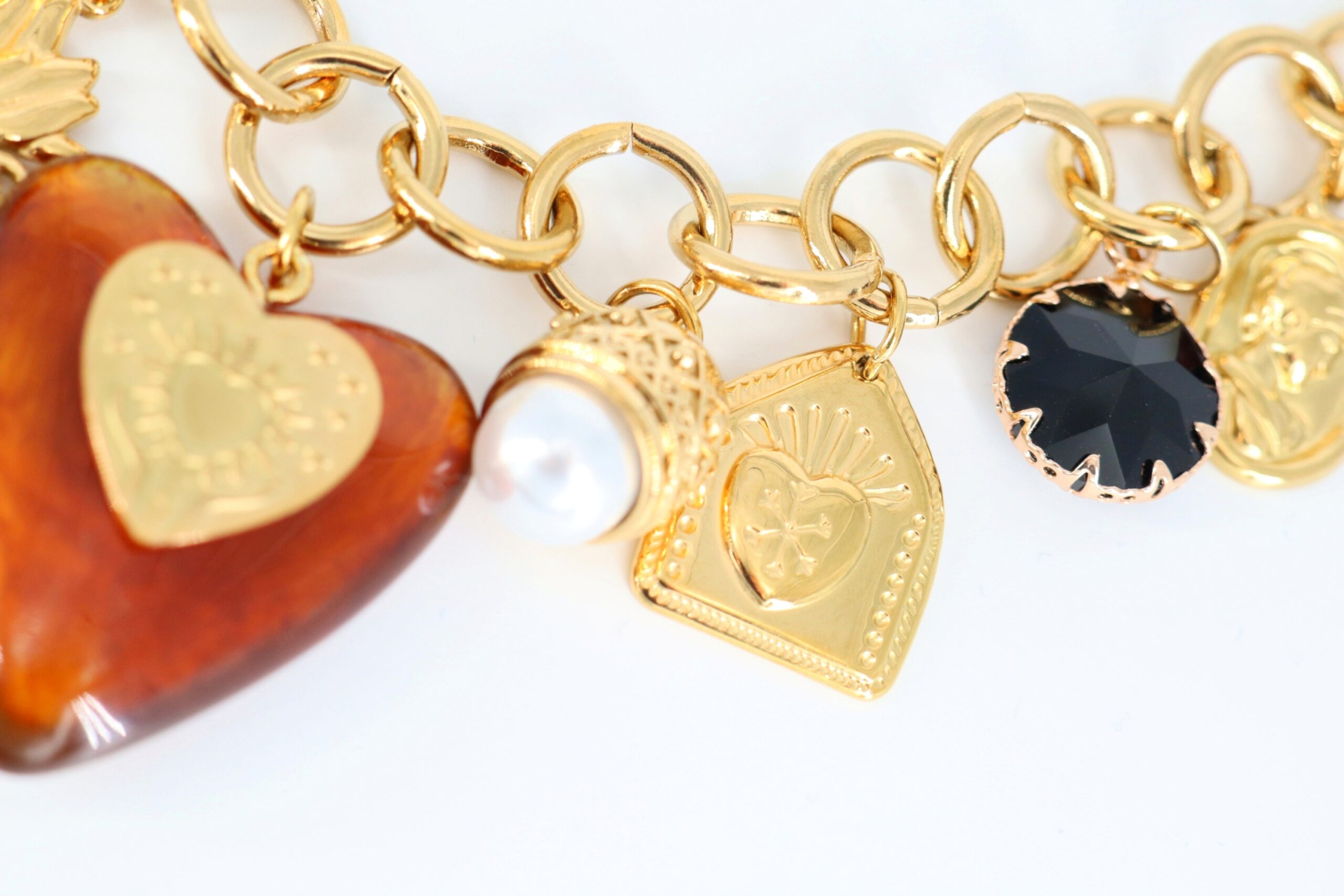 Kette Edelstahl Hearts Amber Edelstahl Gold – Bild 2