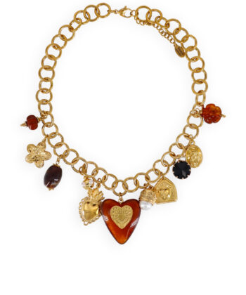 Kette Edelstahl Hearts Amber Edelstahl Gold