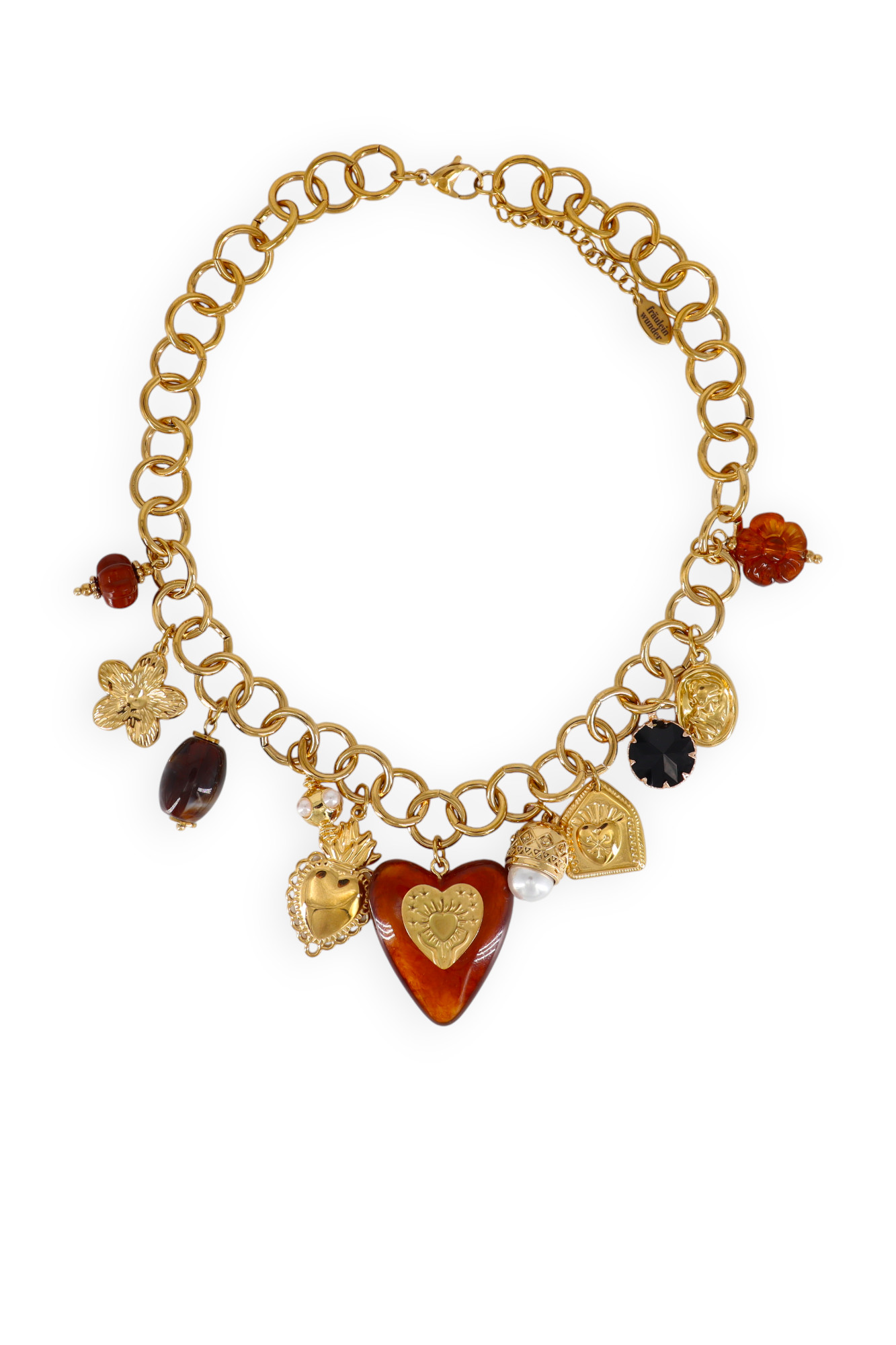 Kette Edelstahl Hearts Amber Edelstahl Gold