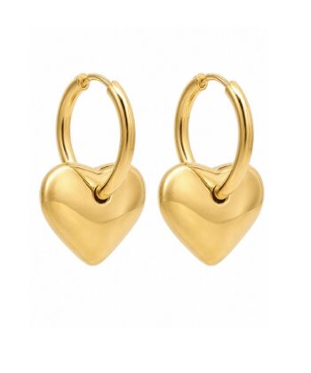 Ohrringe Creolen Heart Edelstahl Gold