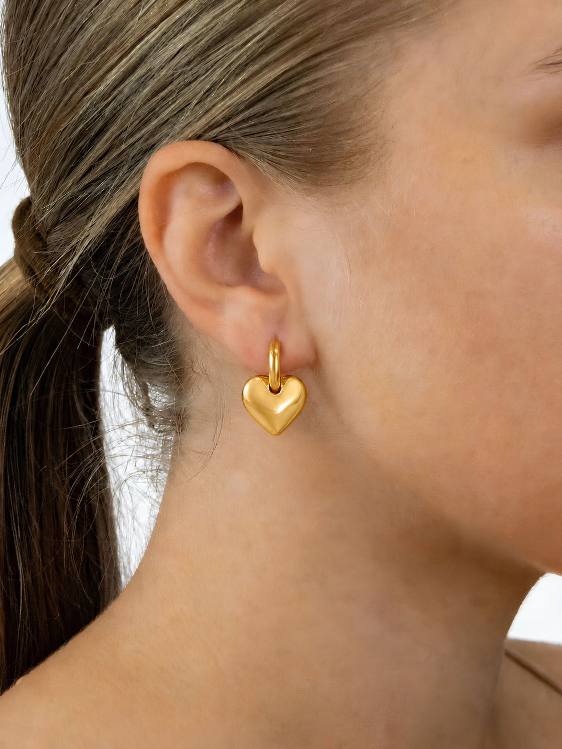 Ohrringe Creolen Heart Edelstahl Gold – Bild 2