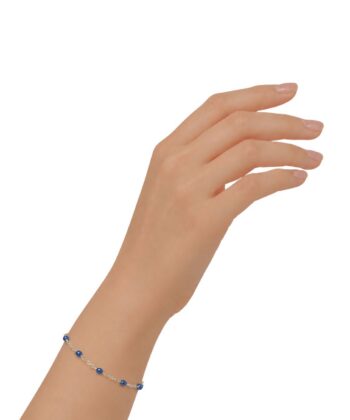 Armkette Dots Dunkelblau Edelstahl Silber – Bild 2