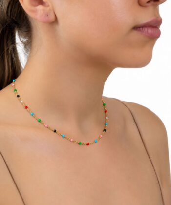 Kette Dots Bunt Edelstahl Gold – Bild 3