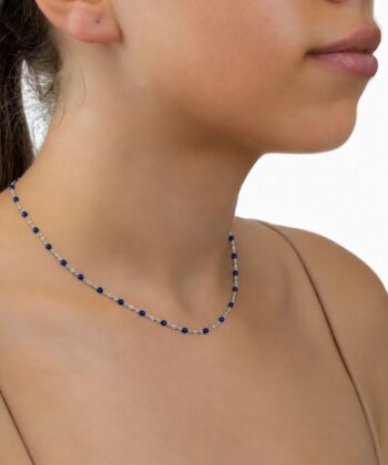 Kette Dots Dunkelblau Edelstahl Silber – Bild 2