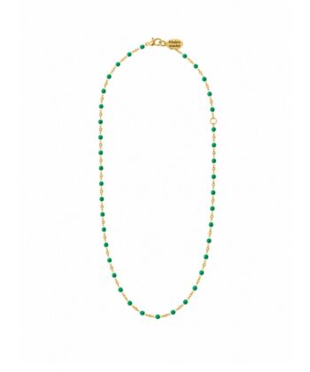 Kette Dots Grün Edelstahl Gold