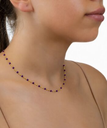 Kette Dots Lila Edelstahl Gold – Bild 3