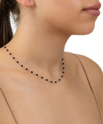Kette Dots Schwarz Edelstahl Silber – Bild 2