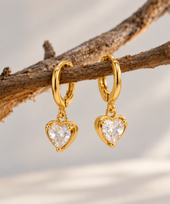 Ohrringe Crystal Heart Gold – Bild 3