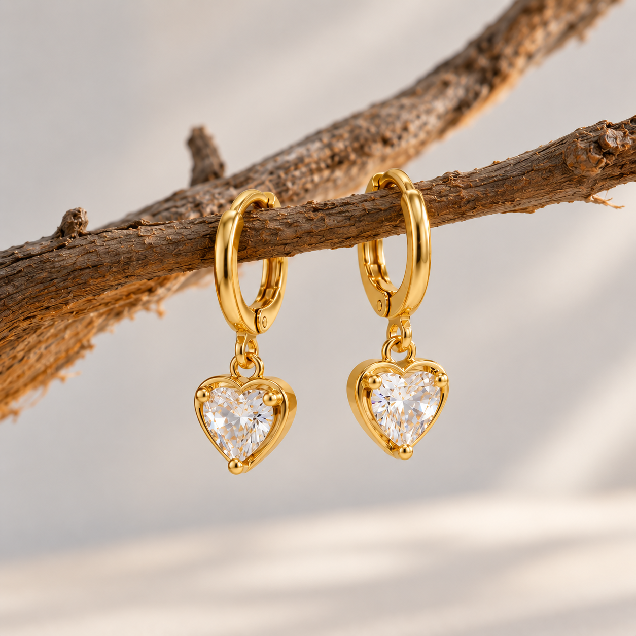 Ohrringe Crystal Heart Gold – Bild 3