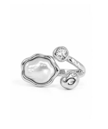 Ring Fluid Pearl Silber