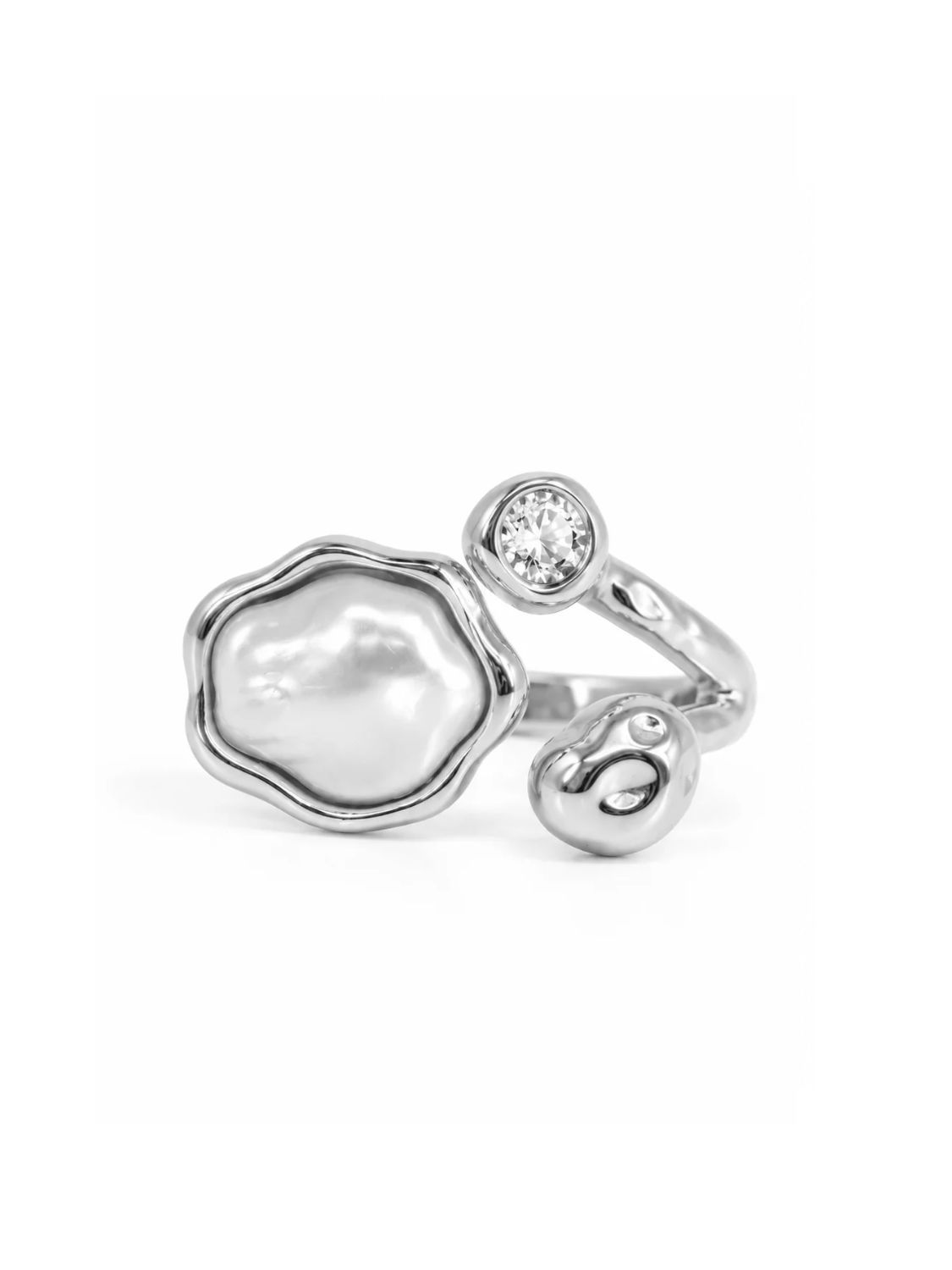 Ring Fluid Pearl Silber