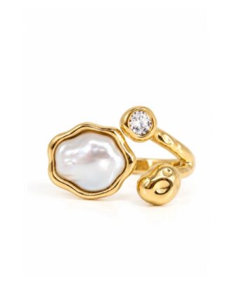 Ring Fluid Pearl Gold