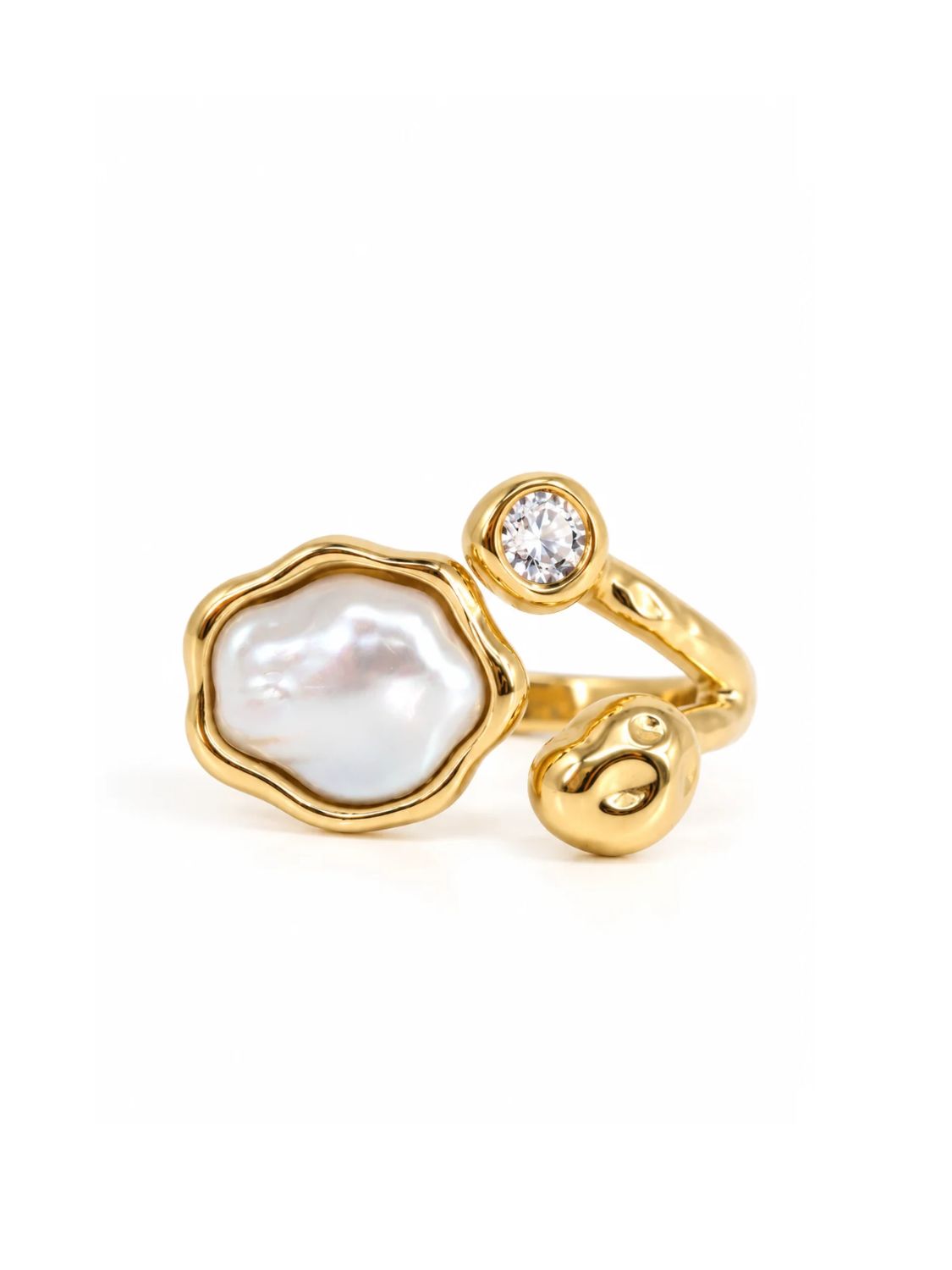 Ring Fluid Pearl Gold
